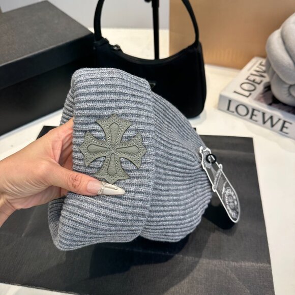 New Chrome Hearts Grey Beanie Winter Hat - Picture 5 of 8